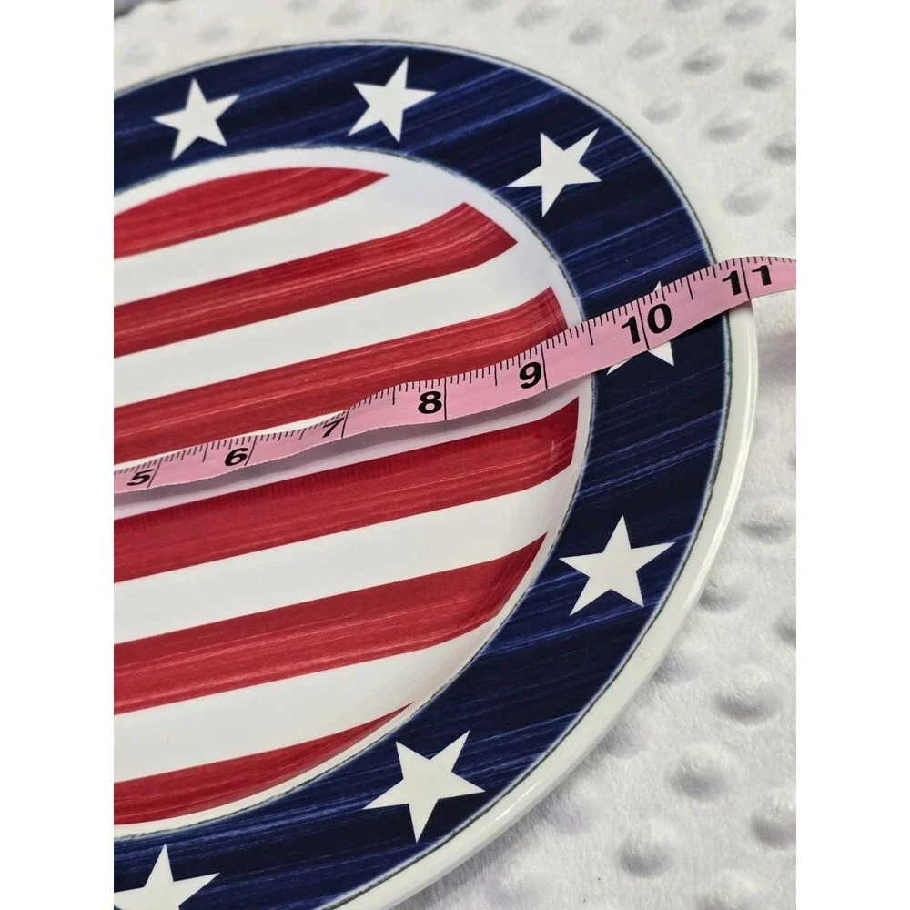 Sur La Table Melamine 9” Plates Set Of 4 Patriotic Red White Blue July 4th Plate